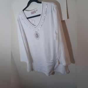 Quacker Factory Embellished Tee Shirt New No Tags Size XL